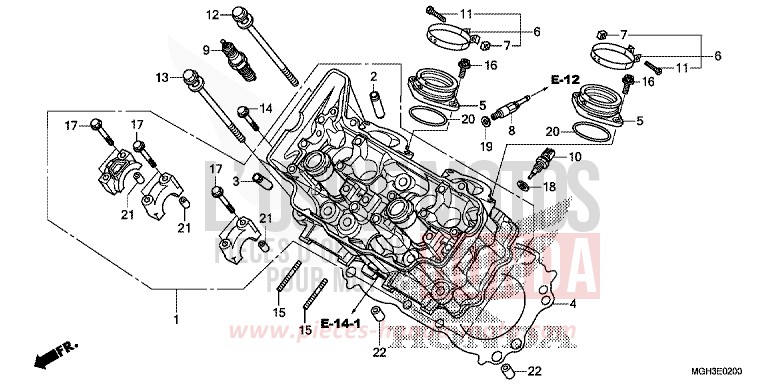 CYLINDER HEAD (FRONT) for VFR1200X Dual Clutch PEARL SUNBEAM WHITE (NHA66) from 2012